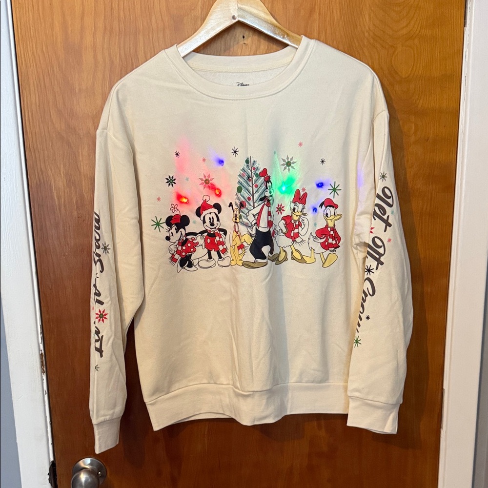 Disney Cream Light Up Festive Crewneck Sweater